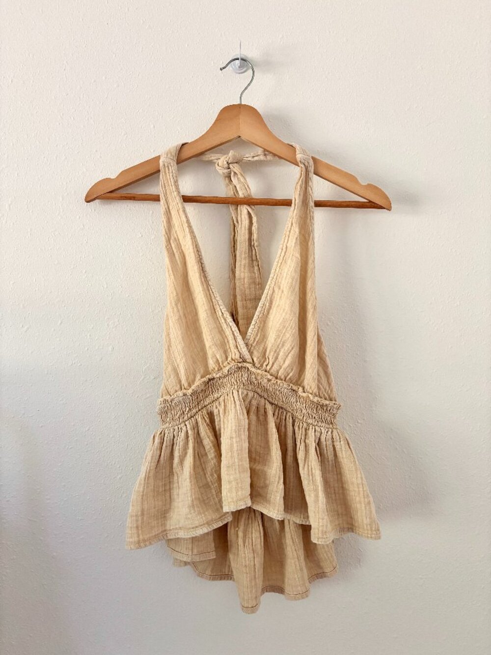 Beige Ruffle Halter Top